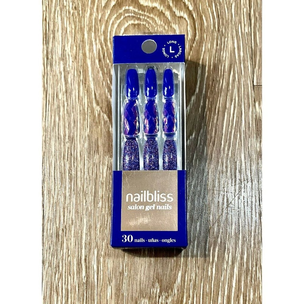 Nailbliss Professional Gel Nail Kit Press On Nails GN42 Pacific Navy 30 Ct